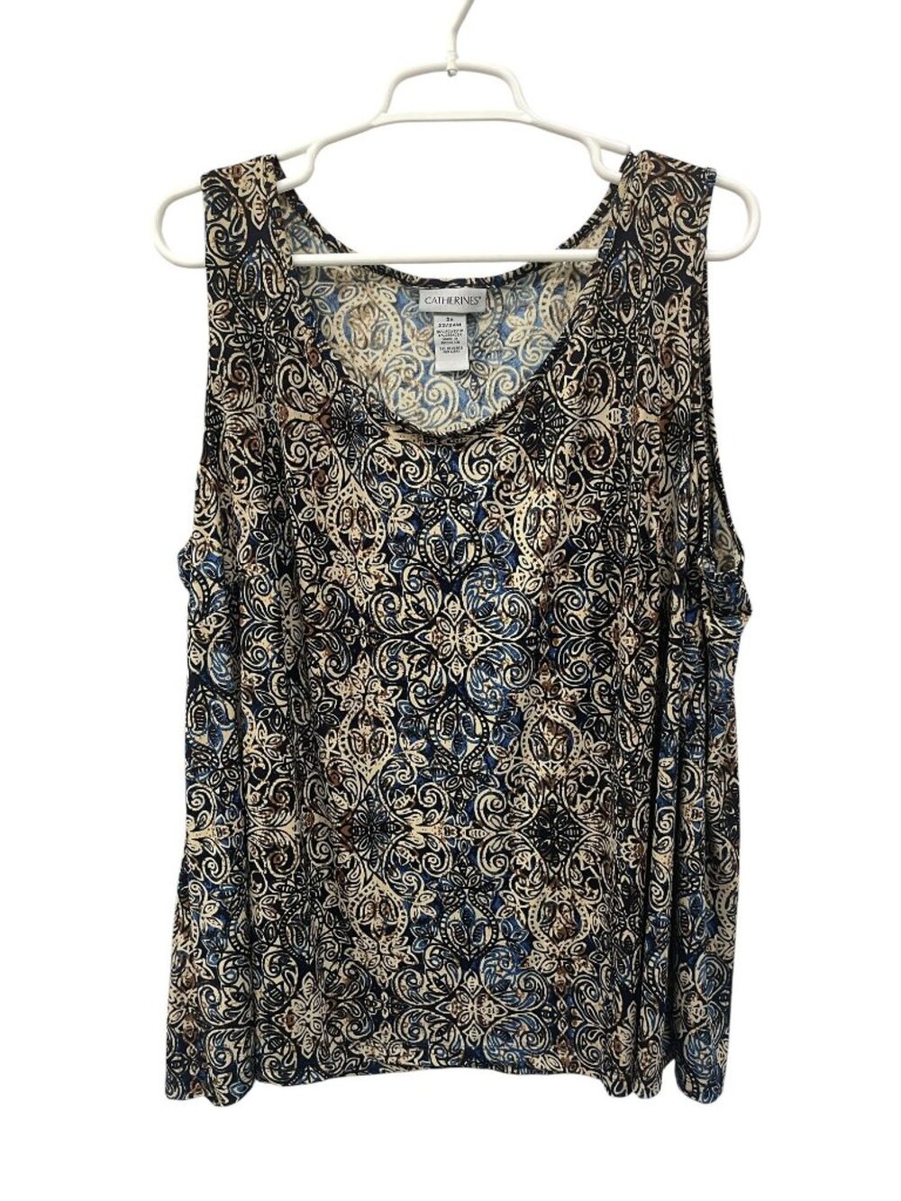 Catherines Plus Size‎ 2X 22/24W Paisley Floral Tank Top Sleeveless Knit Stretch